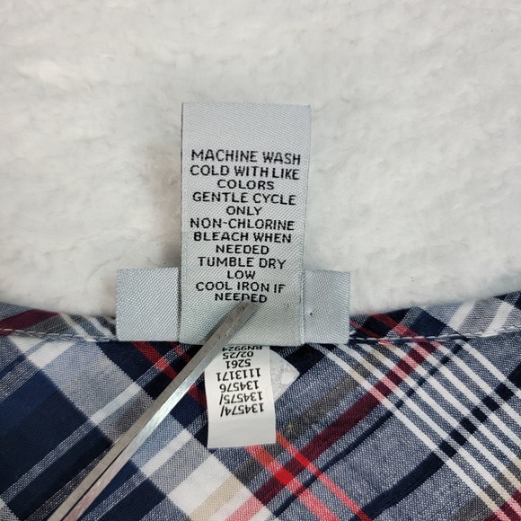 Catherines Top Womens 1X Red Blue 3/4 Sleeve Button Up Plaid Casual Basic Blouse - Picture 11 of 12